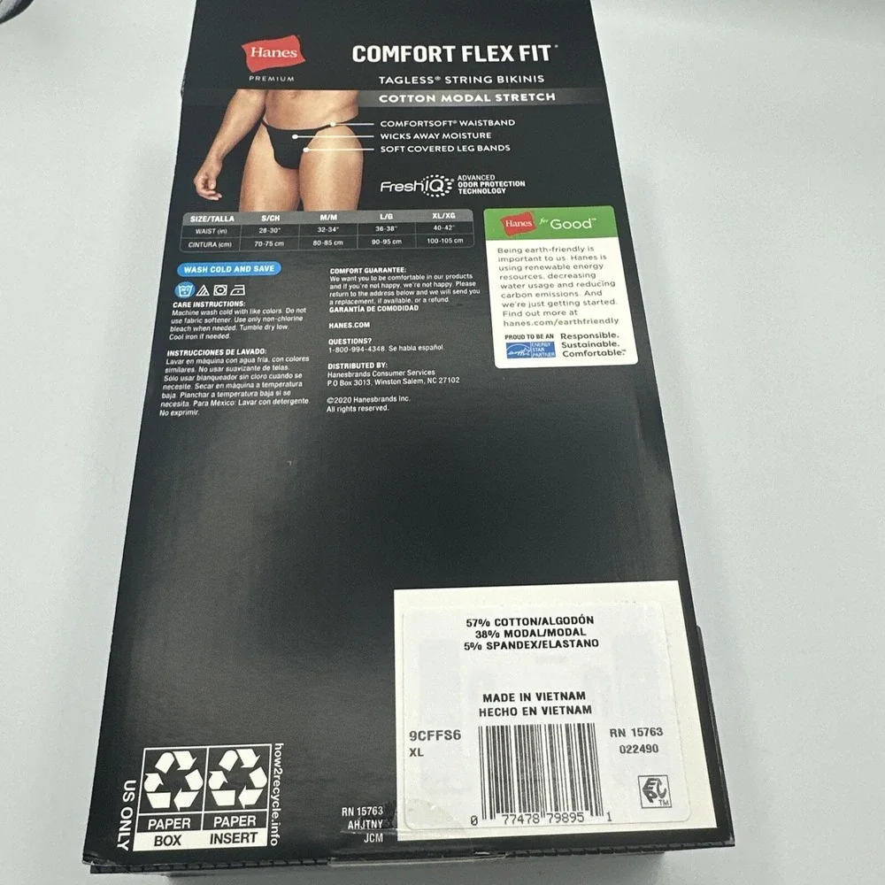 Hanes Comfort Flex Fit Mens String Bikini Underwear 6 Pack Extra Large XL New